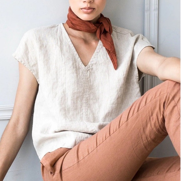 NPL Not Perfect Linen Malta Boxy Linen Top in White Sz S - Picture 7 of 8